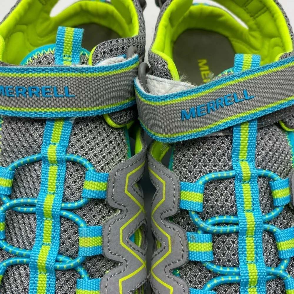 Merrell Hydro Quench Grey/Turquoise Leather/Mesh Outdoor Shoes Youth Kids US 5 M